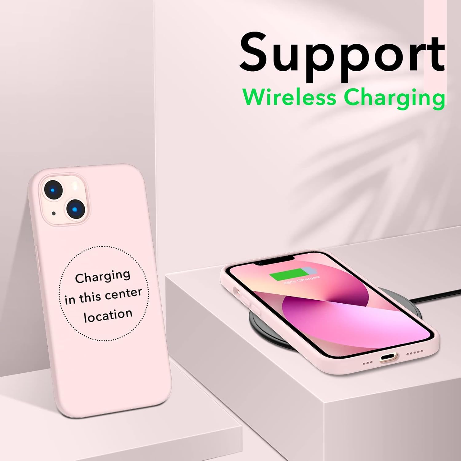 Compatible with iPhone 13 Case 6.1, Slim Liquid Silicone 3 Layers Full Covered Soft Gel Rubber Phone Case Protective