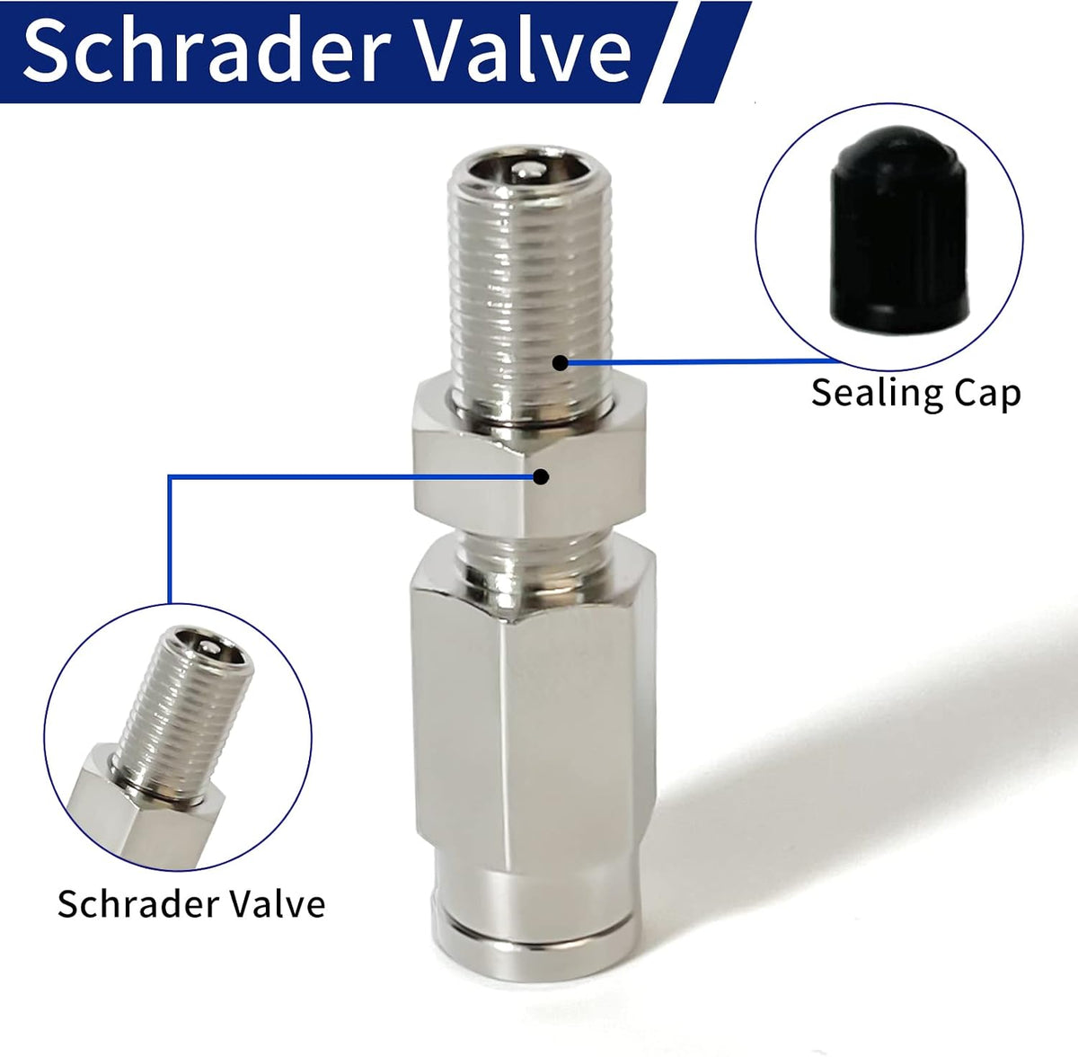 2pcs 1/4" OD Inflation Schrader Valve for Air Spring line