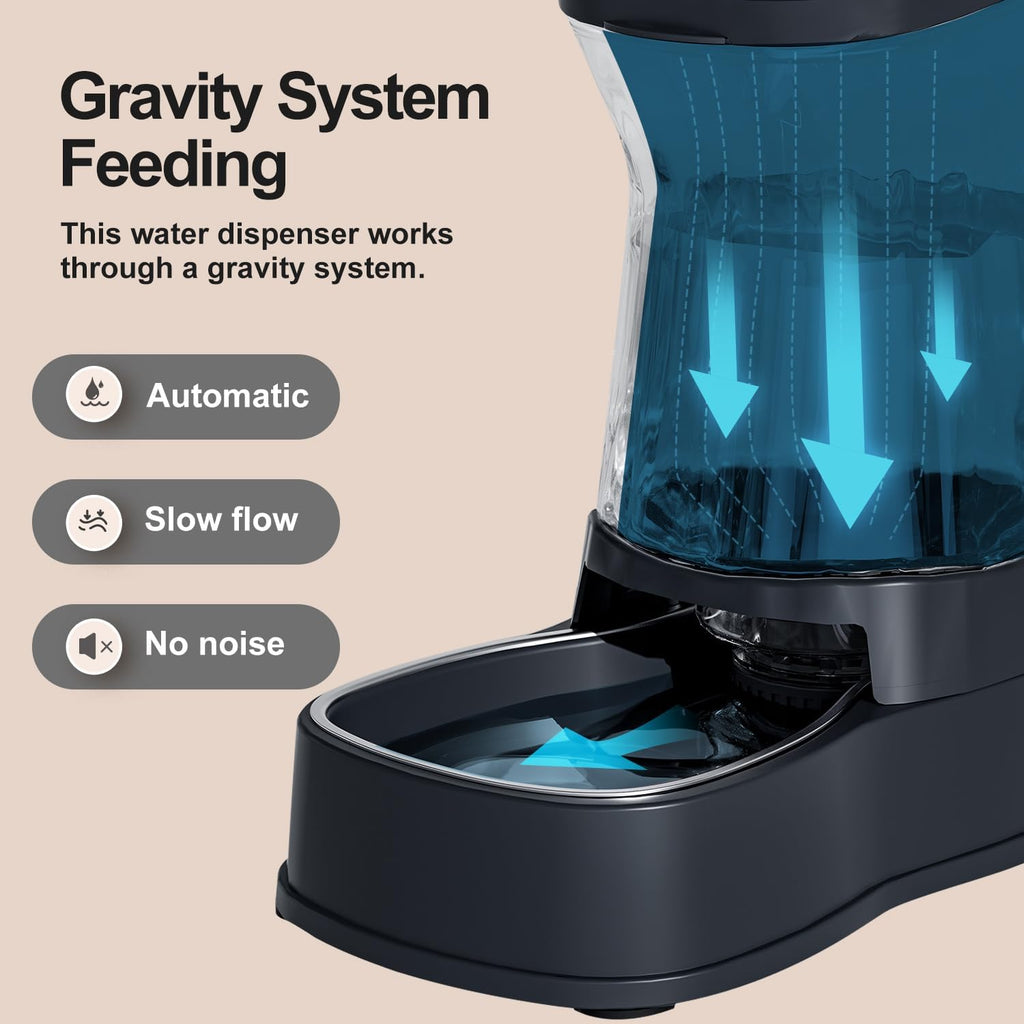 Automatic Dog Water Dispenser Gravity Stainless Steel Water Waterer Feeder, 100% BPA-Free Large Capacity Water