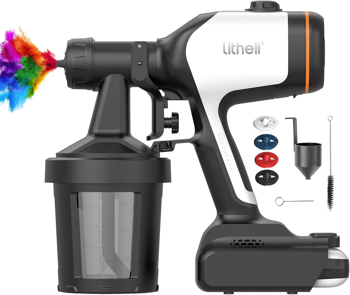 800W Brushless Paint Sprayer, 20V 4.0Ah Cordless Hand Held Paint Sprayer for House Painting, 1100ml/min High Power
