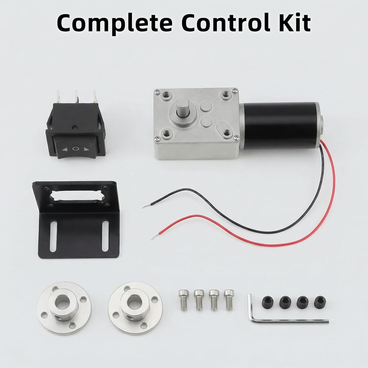 ZVKV 12V DC Worm Gear Motor with Bracket, Couplings Forward‑Reverse Switch