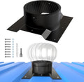 8" Roof Whirlybird Turbine Vent Adapter with Built-in Metal Mesh, Shipping Container Corrugated Roof Vent Adapter for