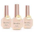 Top Coat Builder Gel Base Coat No Wipe Glossy Set 3 Pcs 15ml | Long Lasting Shine Finish Soak Off UV LED Nail Lamp