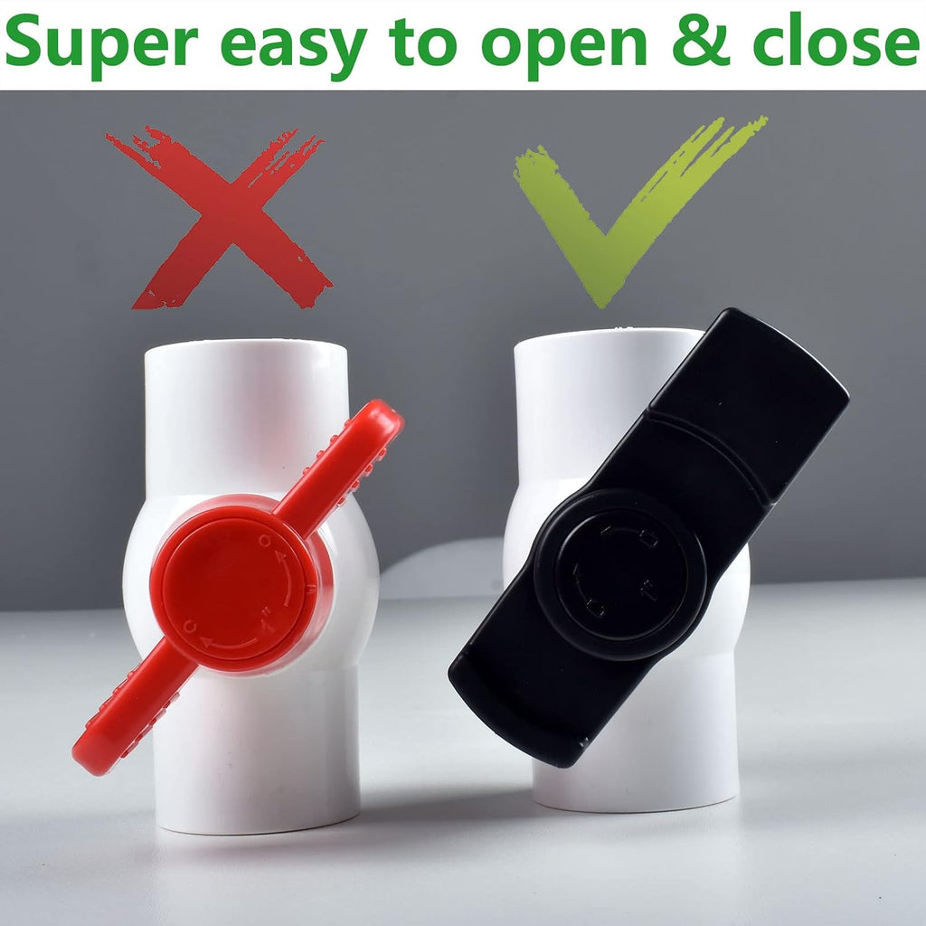 1-1/2" PVC Ball Valve, Shut-Off Valve with Upgraded Ergonomic Handle