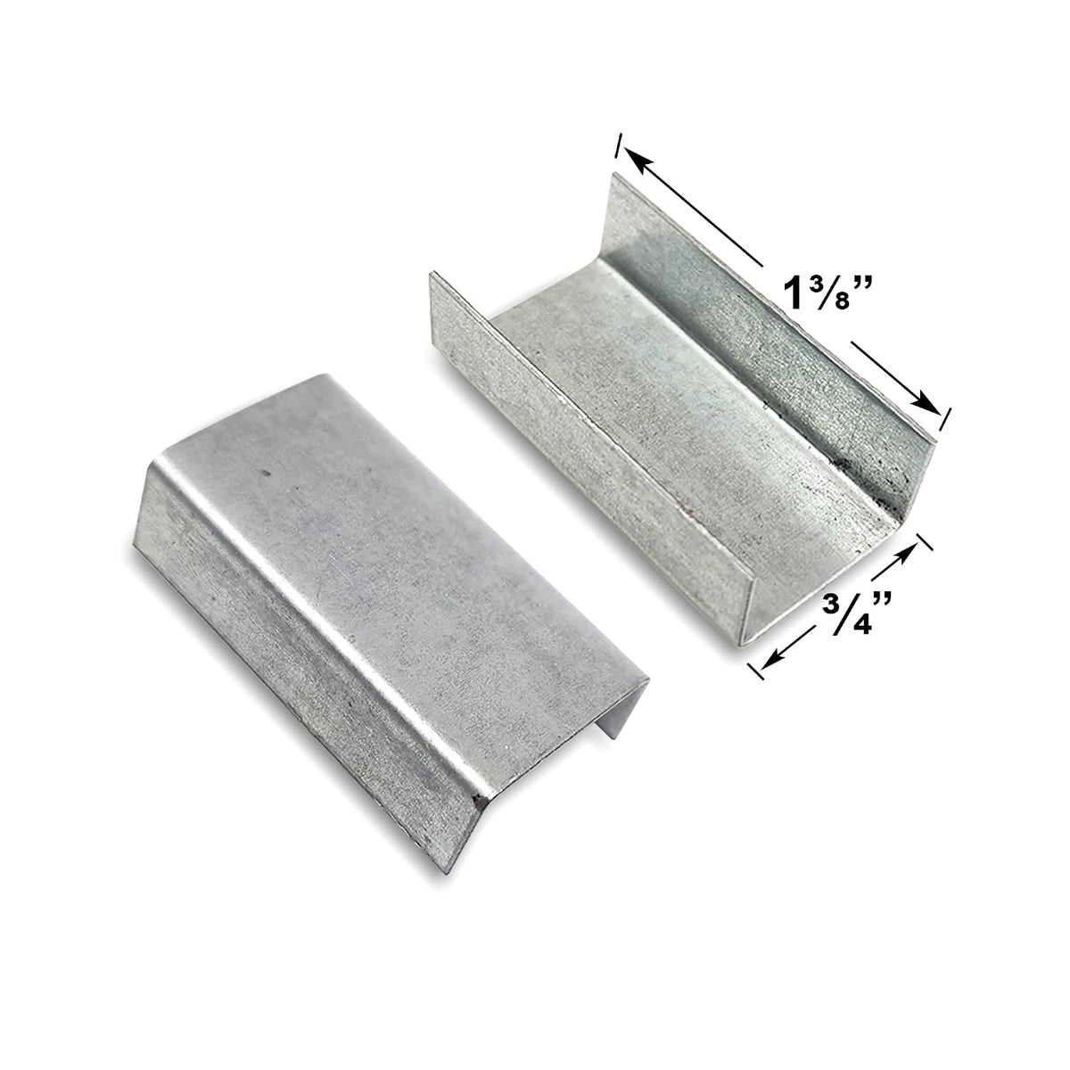8 NET Packaging Open Strapping Seals for 3/4" Strap Width (Snap-On), High Strength Sturdy Galvanized Metal Heavy Duty