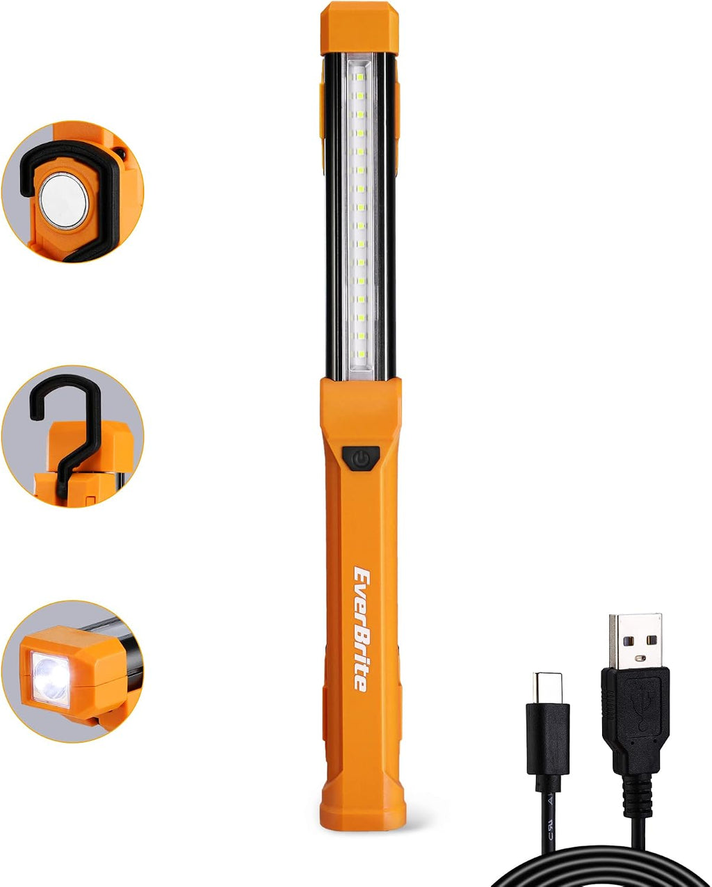 1000LM LED Work Light, Rechargeable Work Light for Mechanics with Dual Magnetic Bases&Hanging Hooks, 4 Lighting