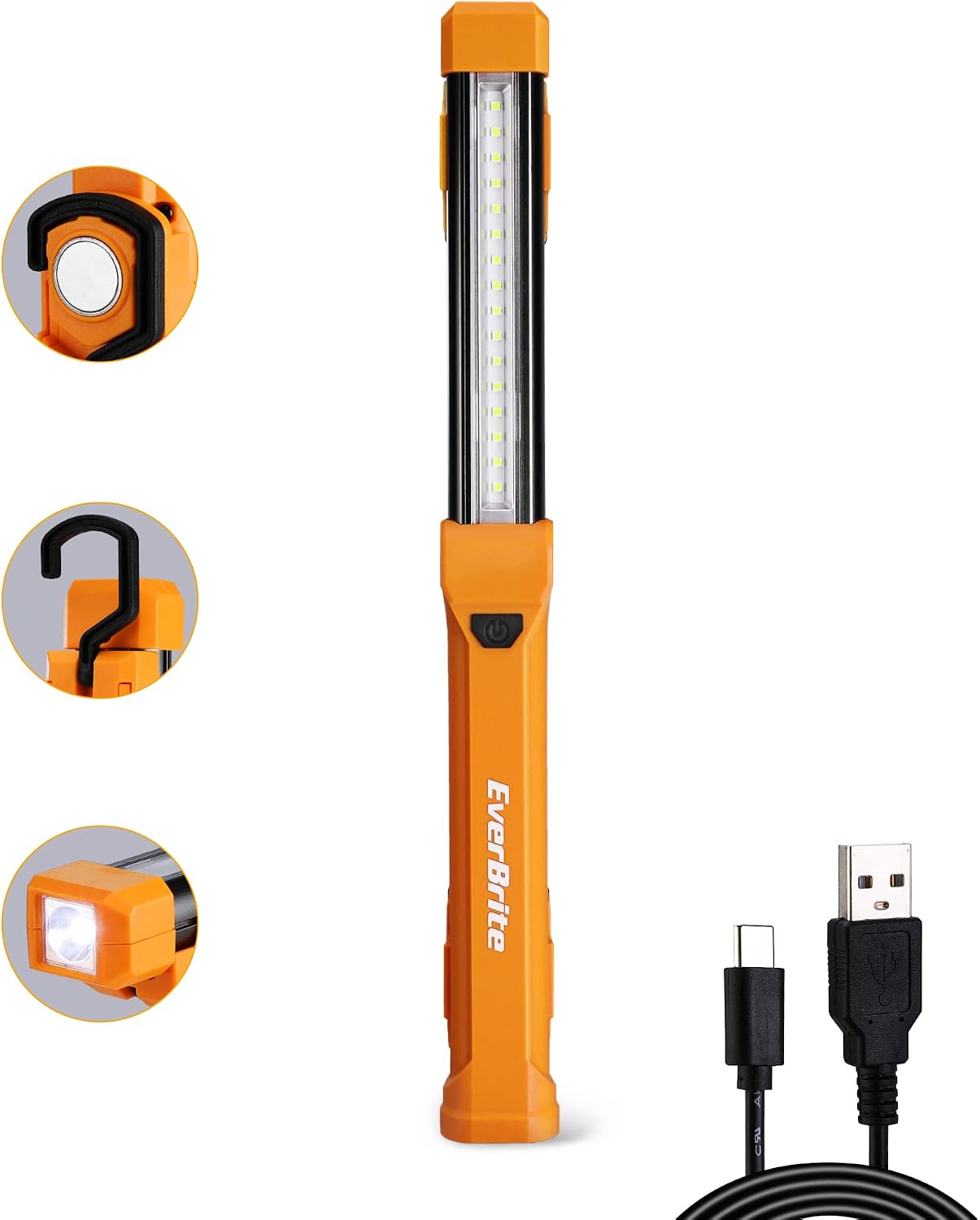 1000LM LED Work Light, Rechargeable Work Light for Mechanics with Dual Magnetic Bases&Hanging Hooks, 4 Lighting