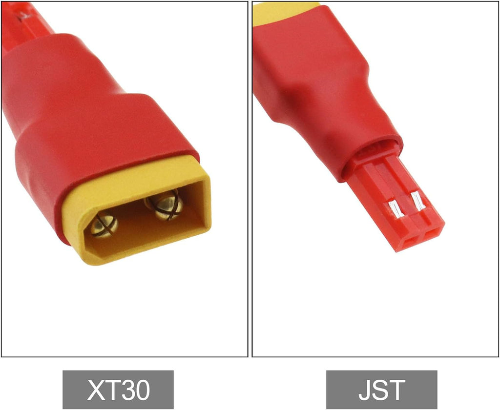 ECSiNG 3PCS XT30 / XT-30 Male to JST Adapter No Wires Connector Electronic Component for Remote-Controlled Models Radio Controller Electronics Devices 7.4V