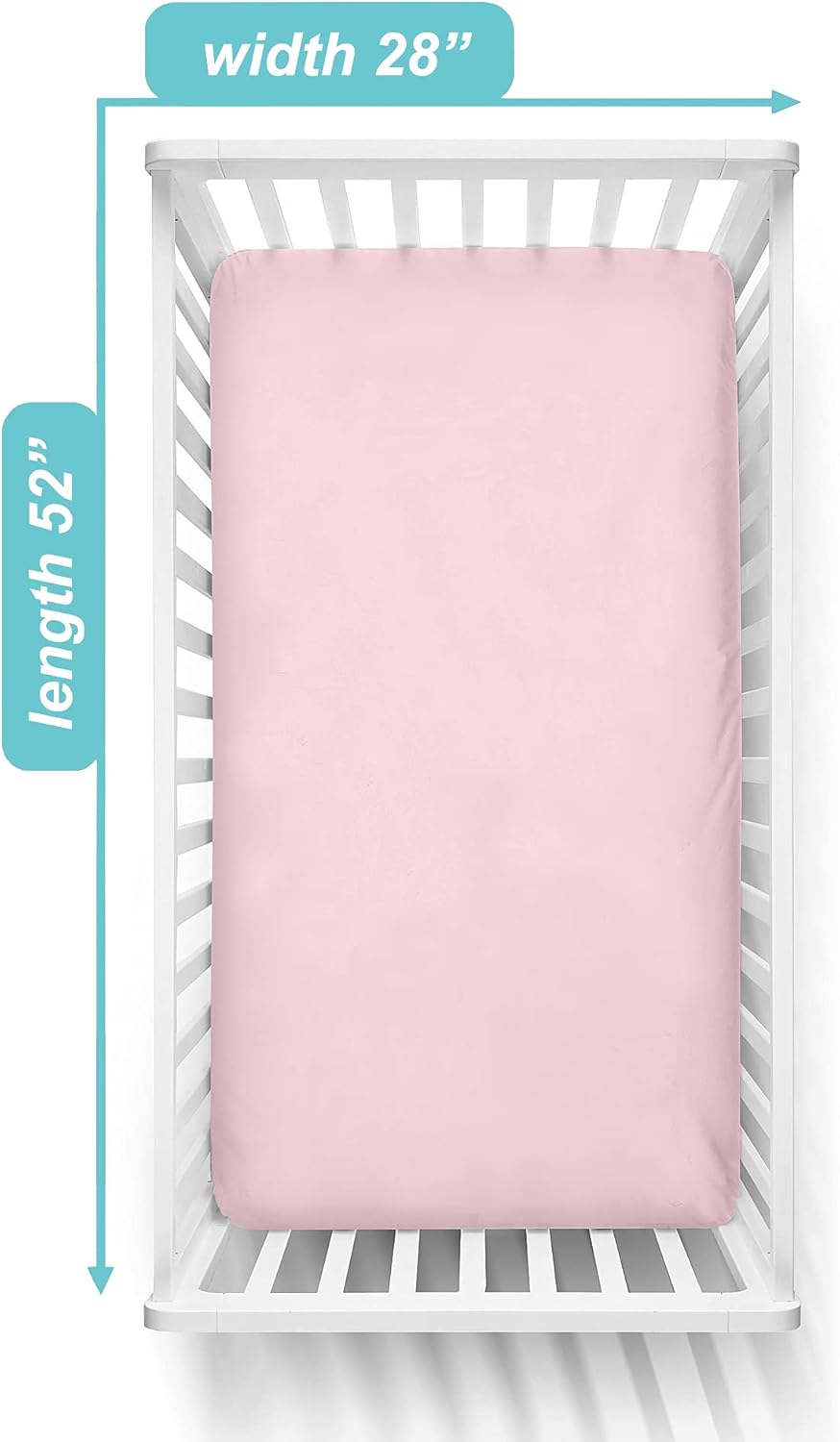 100% Natural Cotton Fitted Crib Sheet 52" x 28" - Soft, Breathable, Hypoallergenic & Gentle Toddler Bed Sheet, Baby