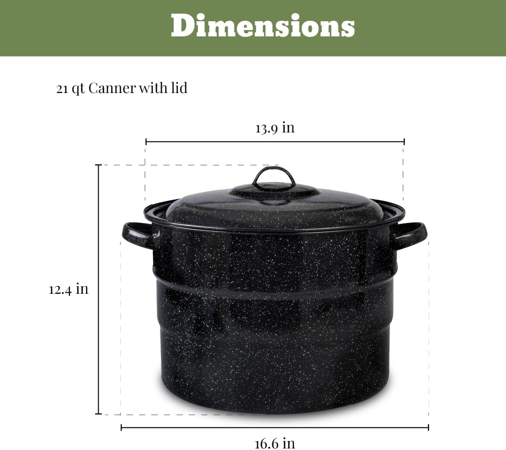 Canning Pot with Rack - 8 Piece Set Enamelware Water bath canner - Canning Starter Kit