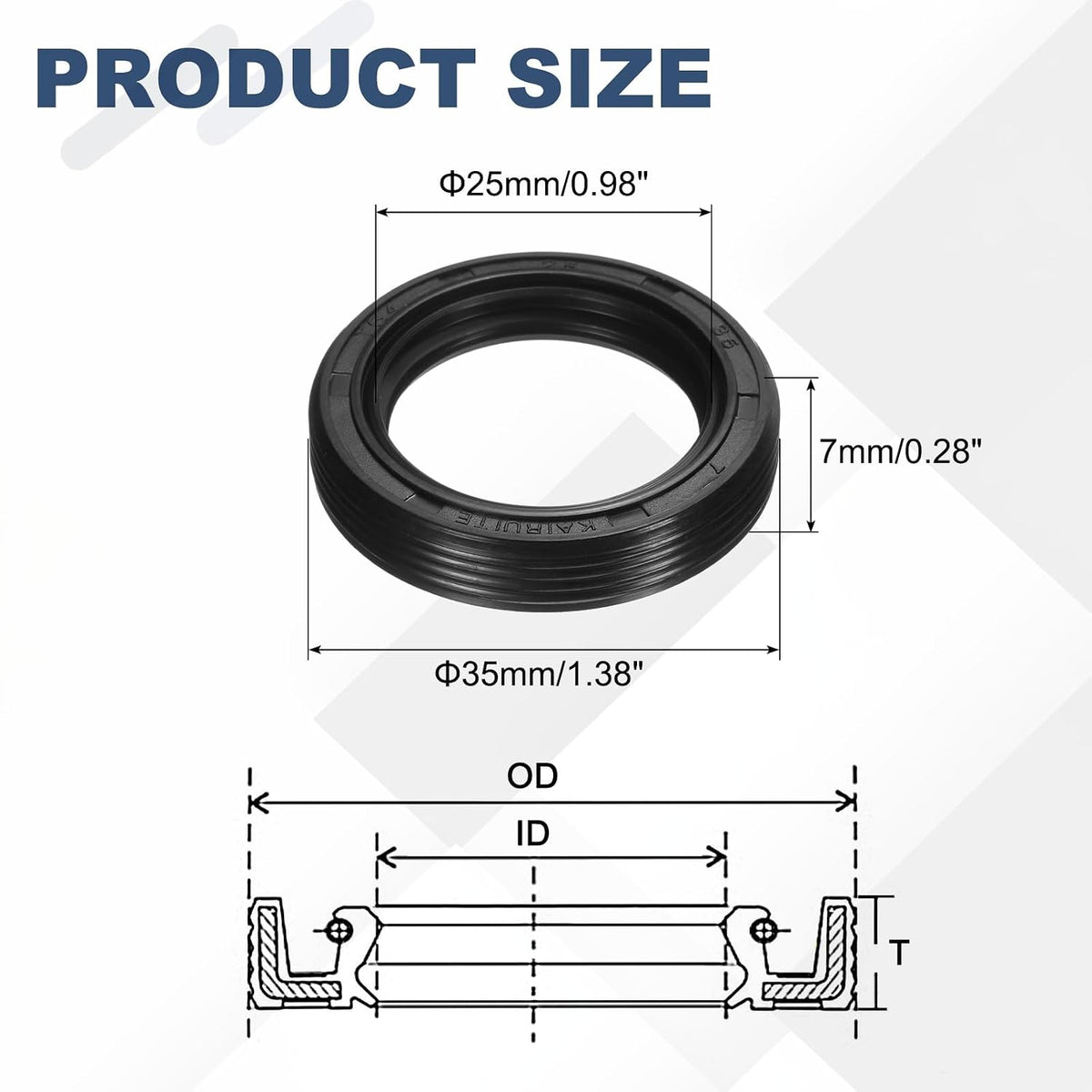 uxcell 2Pcs Oil Seal, 25x35x7mm TC Nitrile Rubber Double Lip Cover with Hook Kit and Spring for Mechanical Automobile Bearing Shaft, Black