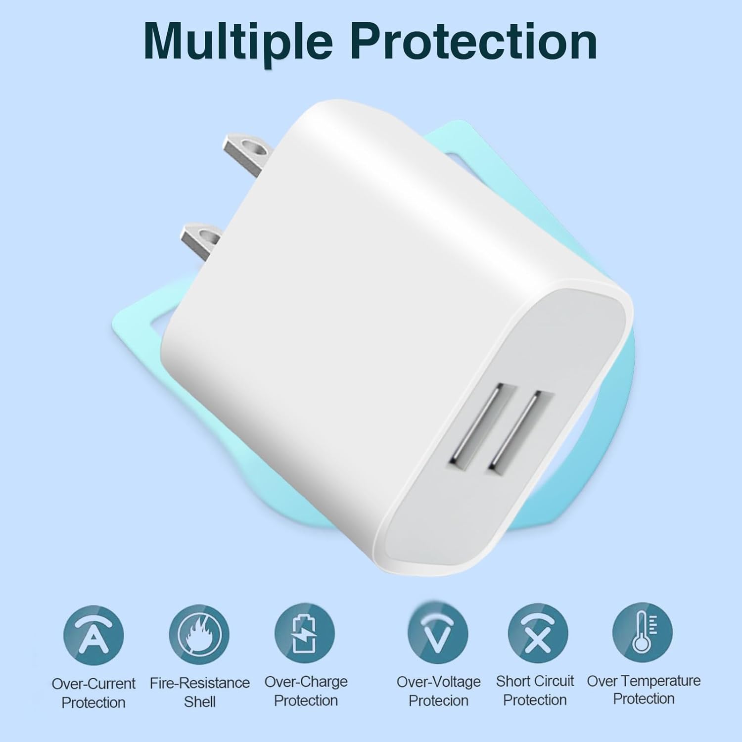 USB Wall Charger,4 Pack Dual Port Plug Adapter for Wall Outlet Charging Block, USB Power Adapter for iPhone