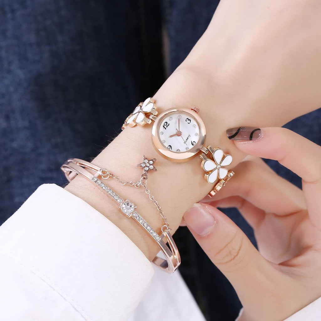 Women's Bracelet Watch Fashion Item Waterproof Quartz Flower Shaped Watch