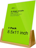 U-shaped Acrylic Sign Holder with Wood Base Menu Holder Flyer Holder Poster Stand Photo Stand Widened Base Windproof