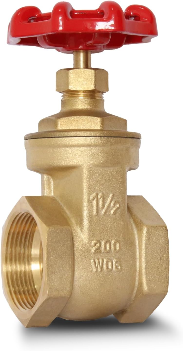 1-1/2" NPT Gate Valve, Heavy Duty Brass Female x Female Thread, DN40
