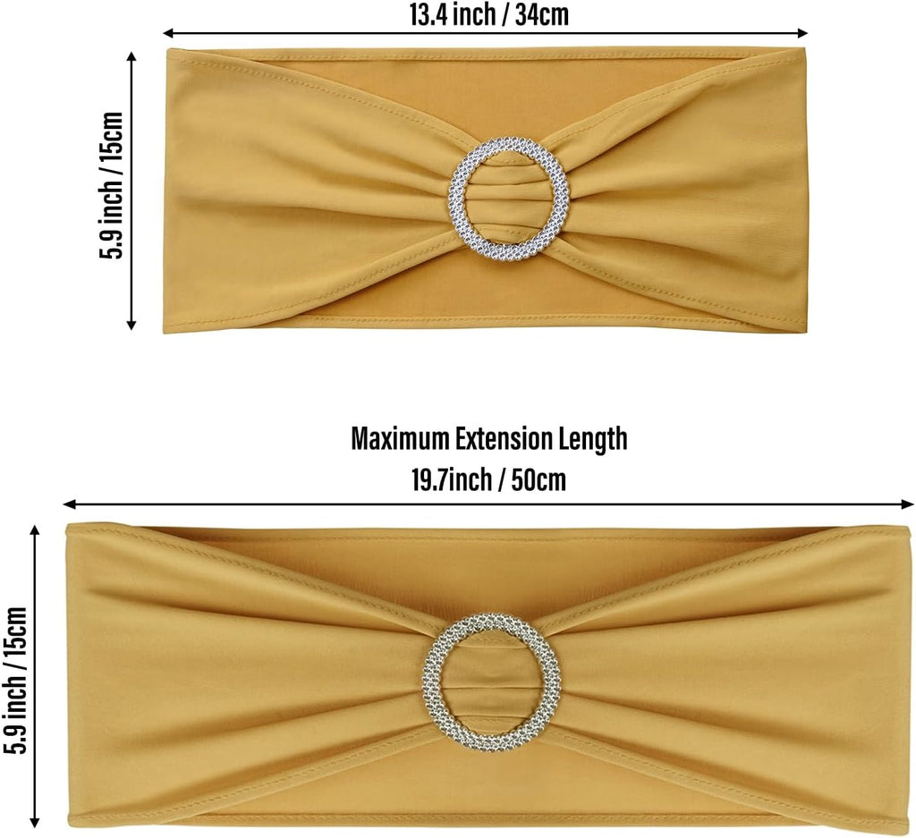 Gold Stretch Chair Sashes 50pcs with Buckle Slider