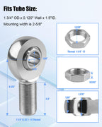 AUGREX 2 Pcs 1.25” Rod End Heim Joint Kit, Left and Right Thread