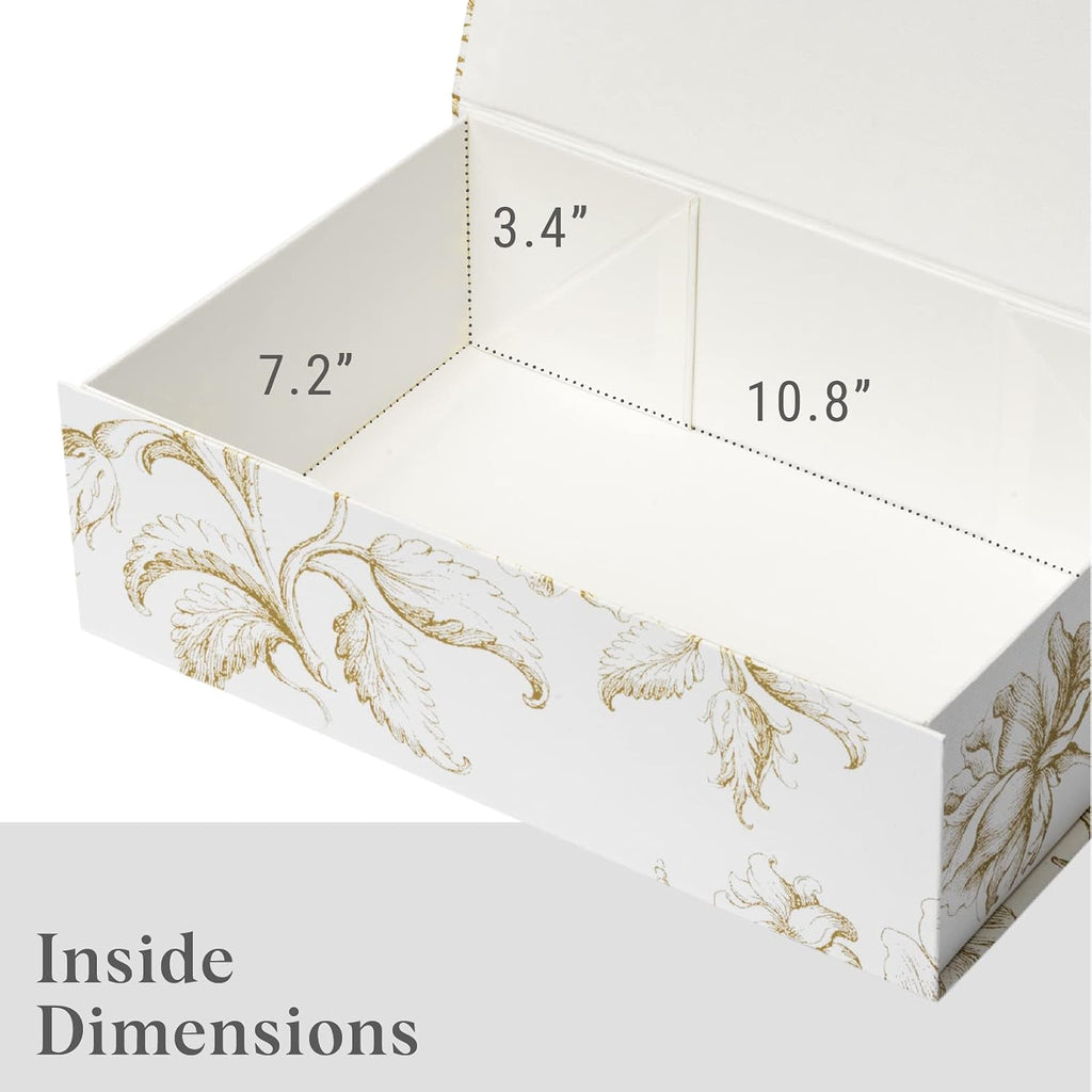 Luxury Keepsake Gift Box | Gold Floral, 11.5" x 7.5" x 3.5"