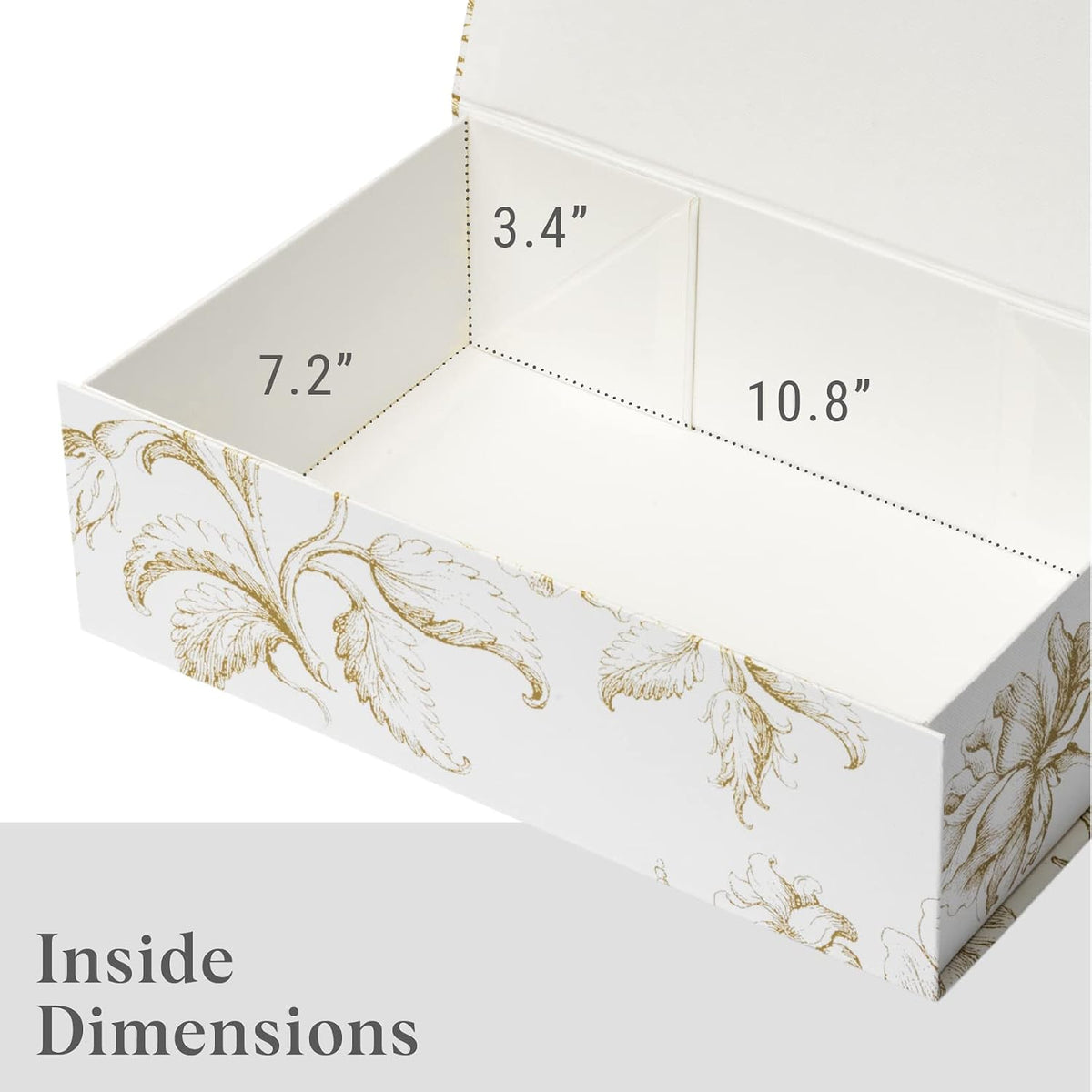 Luxury Keepsake Gift Box | Gold Floral, 11.5" x 7.5" x 3.5"