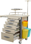 5-Tier Medical Cart, Medical Rolling Storage Crash Cart with Wheels & Drawers, Mobile Medical Utility Cart with