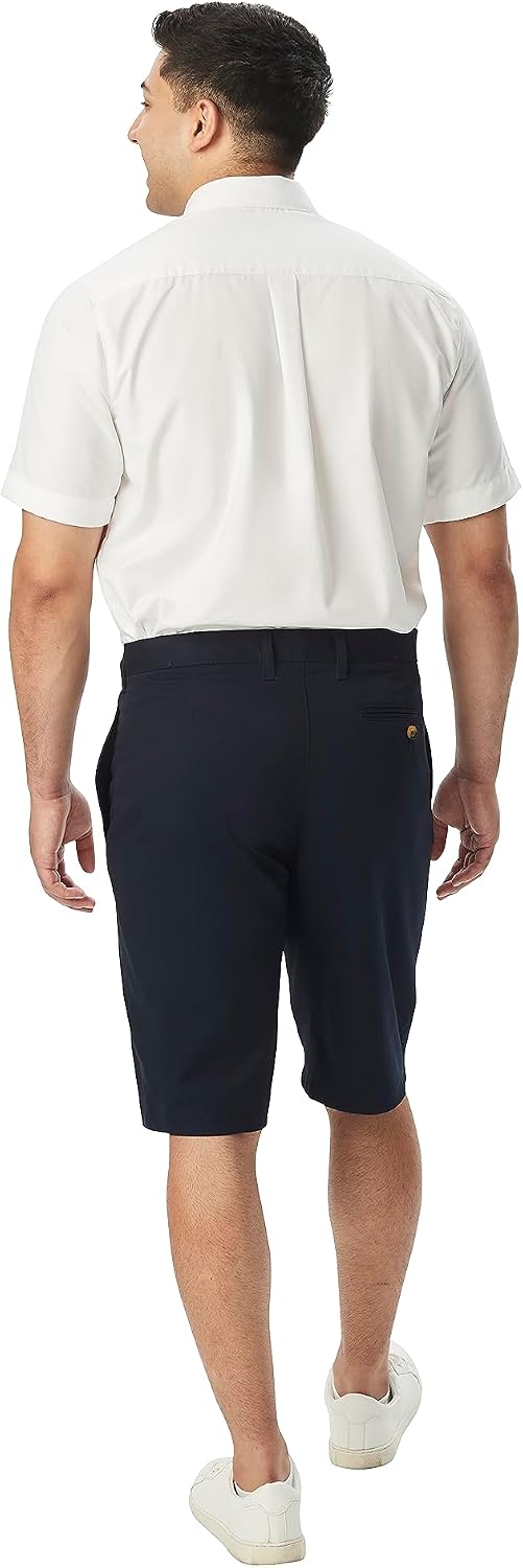 Men's Oxford Button Down Shirt with Expandable Collar and Short Sleeves