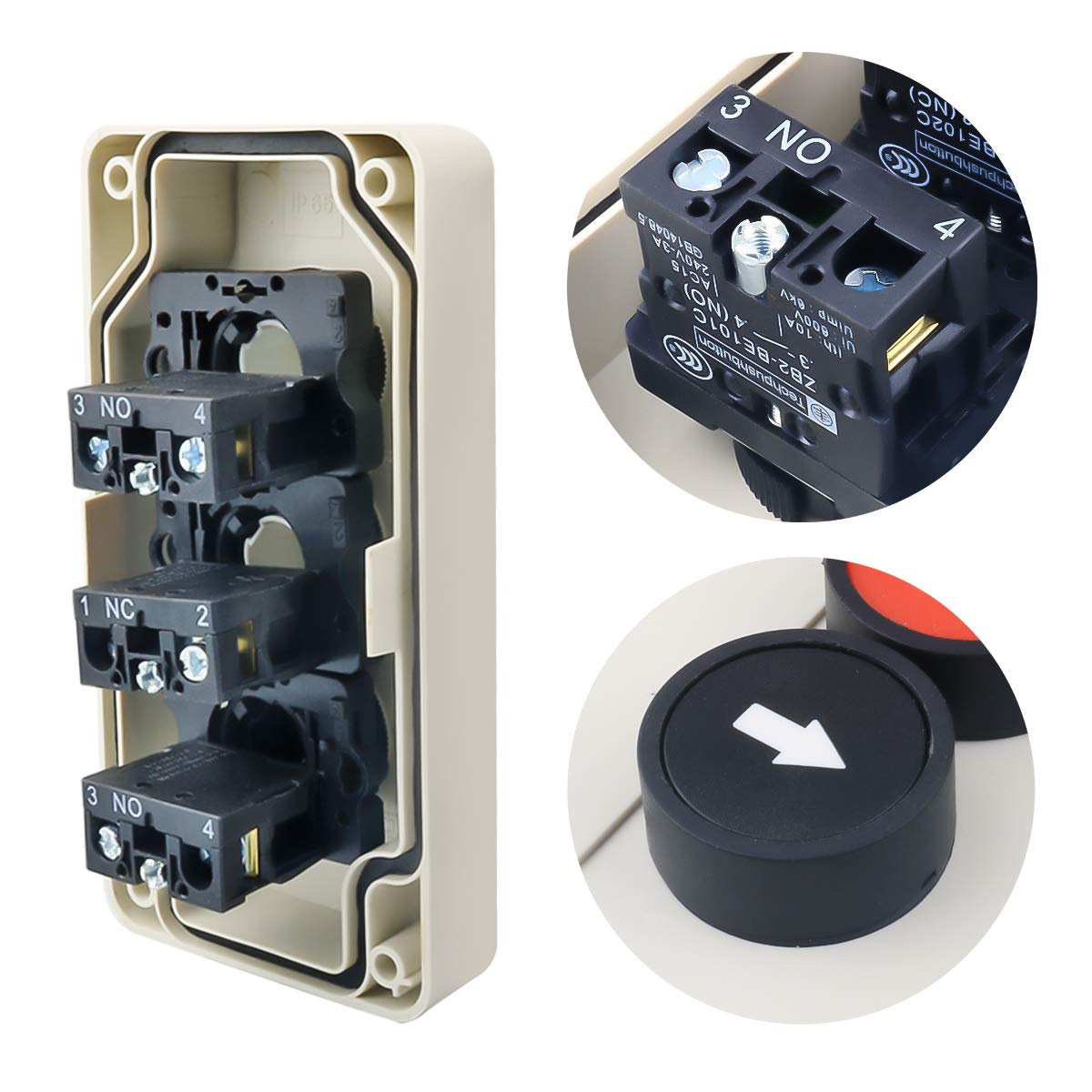Push Button Switch Station Momentary NO Black,NC Red,NO White 400V 10A/6A
