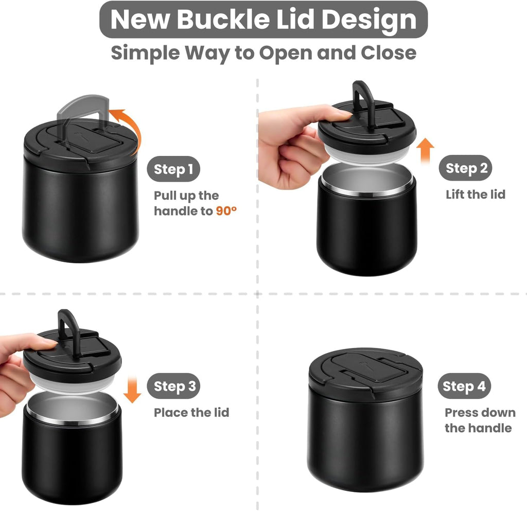 20oz Insulated Vacuum Food Jar with Buckle Lid,Soup Thermo for Hot Food Kids,Wide Mouth Leakproof Stainless Steel