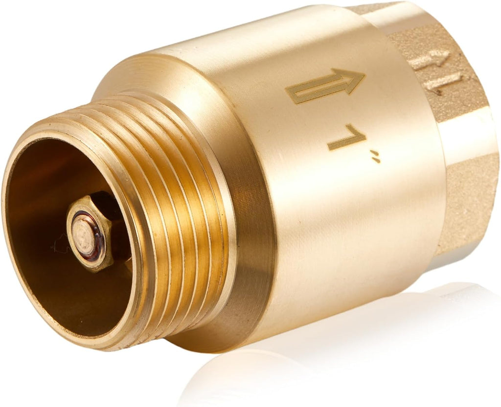 Zonon 1 Pcs 1 Inch Check Valve, One Way Spring Brass Check Valve