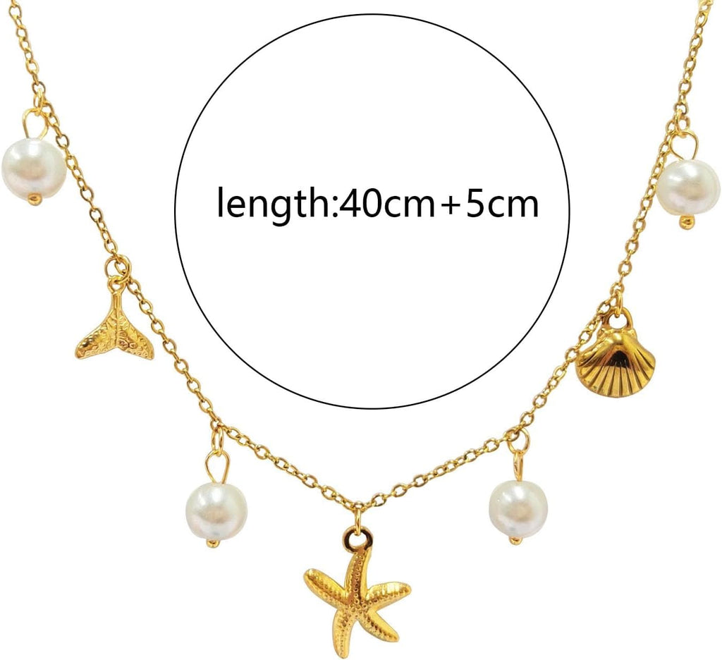 Chunky Gold Charm Necklace for Women White Pearl Choker Necklace Head Portrait Square Pendant Necklace Boho Charm