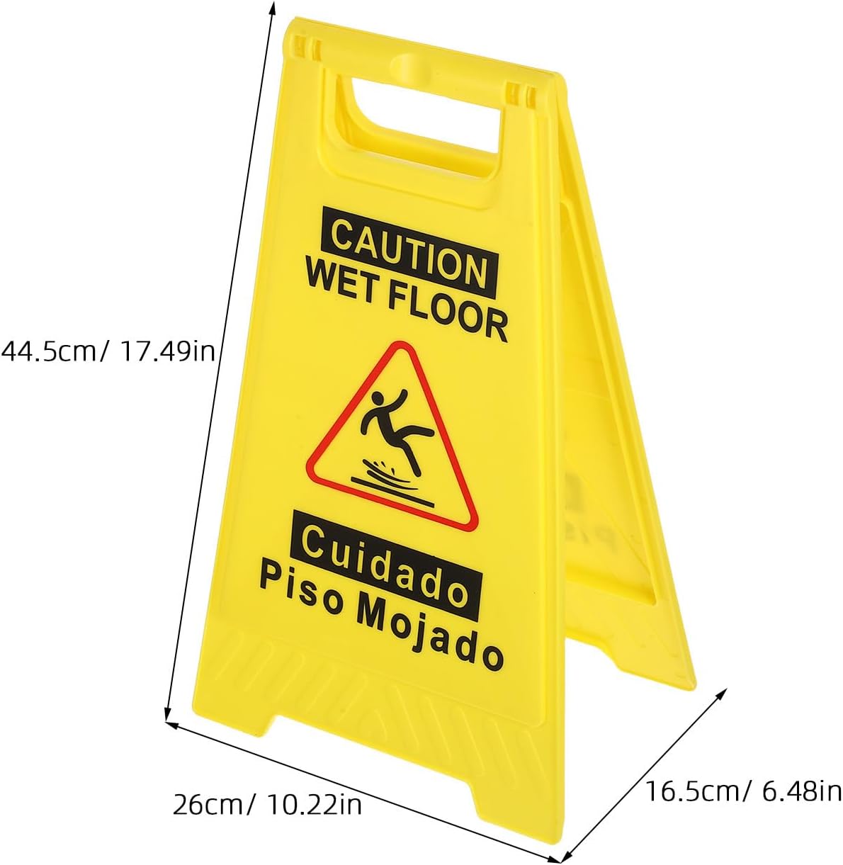 2pcs Double-sided Foldable Wet Floor Warning Signs Bilingual Yellow A-frame Safety Caution Signs for Commercial Use
