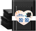 Black Bubble Mailers 4x8 & 6x10 100 Pack, Self Seal Envelopes