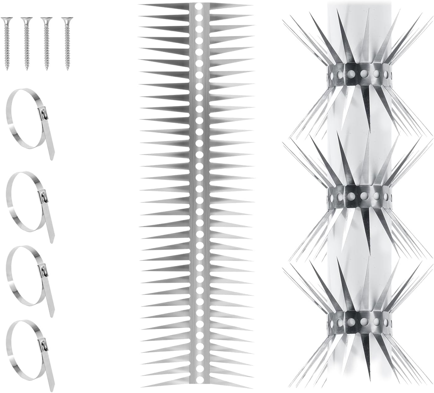 Bird Spikes - 60 Inch Stainless Steel Fence Spikes for Pigeons, Raccoons, Snakes - Deterrent Defender | 60 inch