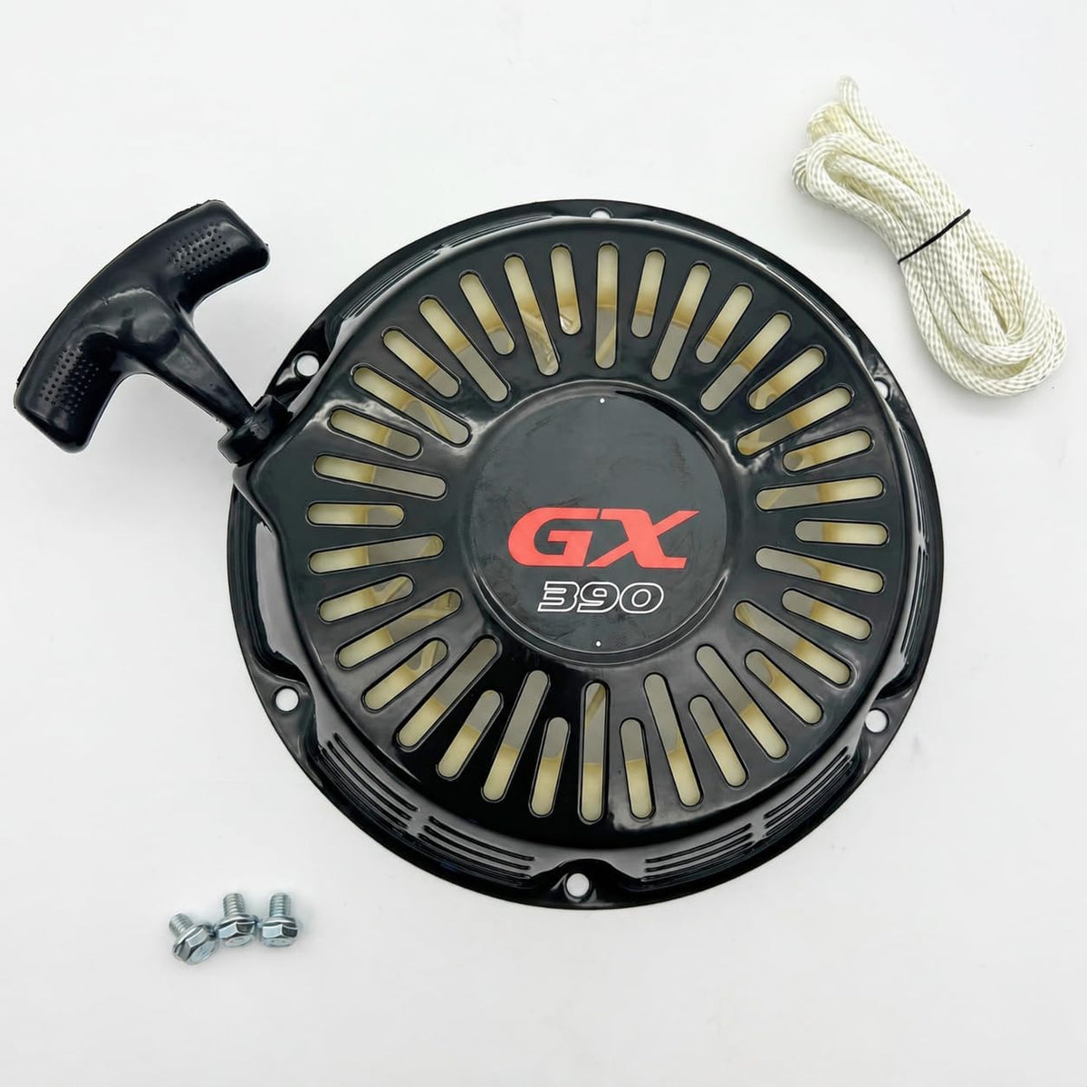 KINDZA Recoil Starter for Honda GX390 GX340 389 420 439 cc 11 13 hp Generator Replaces 28400-ZE3-W01ZB 28400-Z5T-305ZB Black with OEM Emblem GX390, Recoil Starter Bolts and Rope