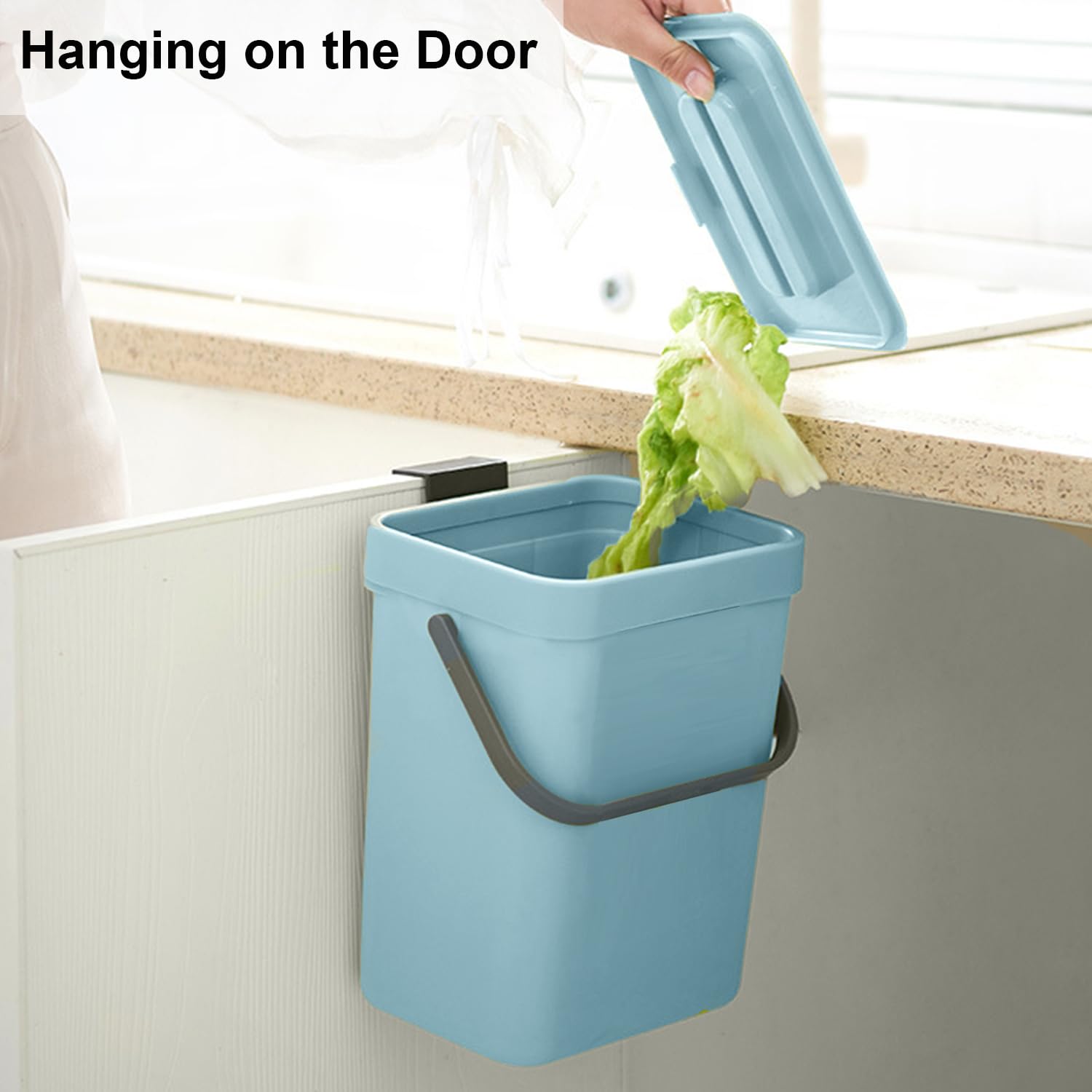 Compost Bin Kitchen, Small Compost Bin for Kitchen, Countertop Compost Bucket with Lid, Odorless Hanging Trash Can