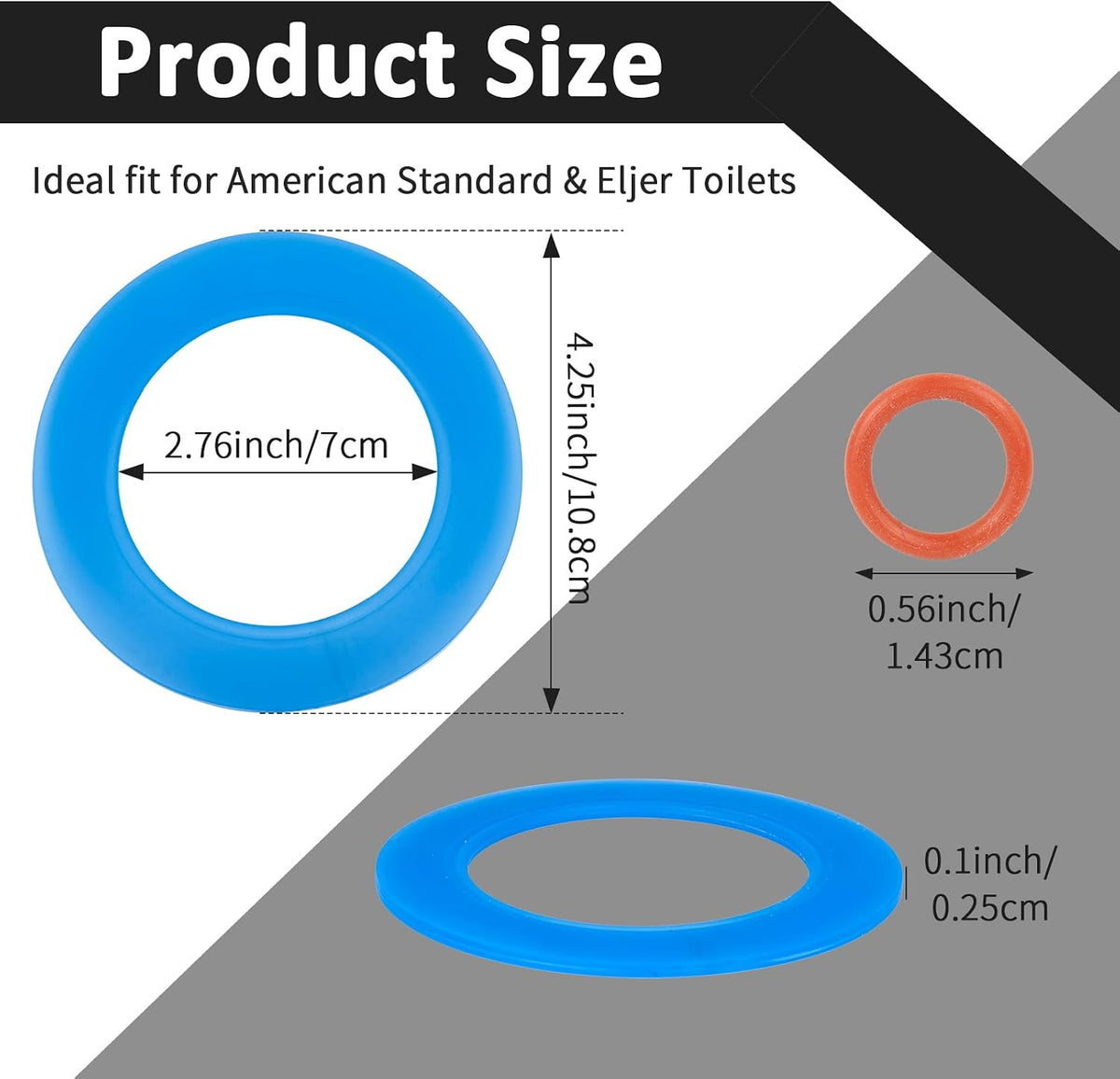 Flush Valve Seal for American Standard & Eljer Toilets, Upgraded Silicone Material 7301111-0070A American Standard Toilet Parts Replacement with O Rings for Champion 4 and Eljer Titan 4, 2Pcs