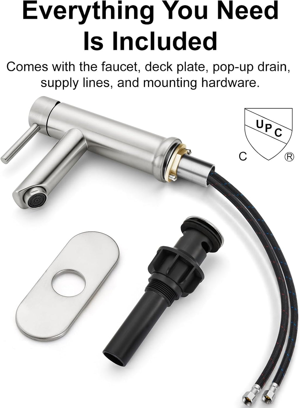Brushed Nickel Bathroom Faucet 1 Hole,Single Handle,Hot and Cold