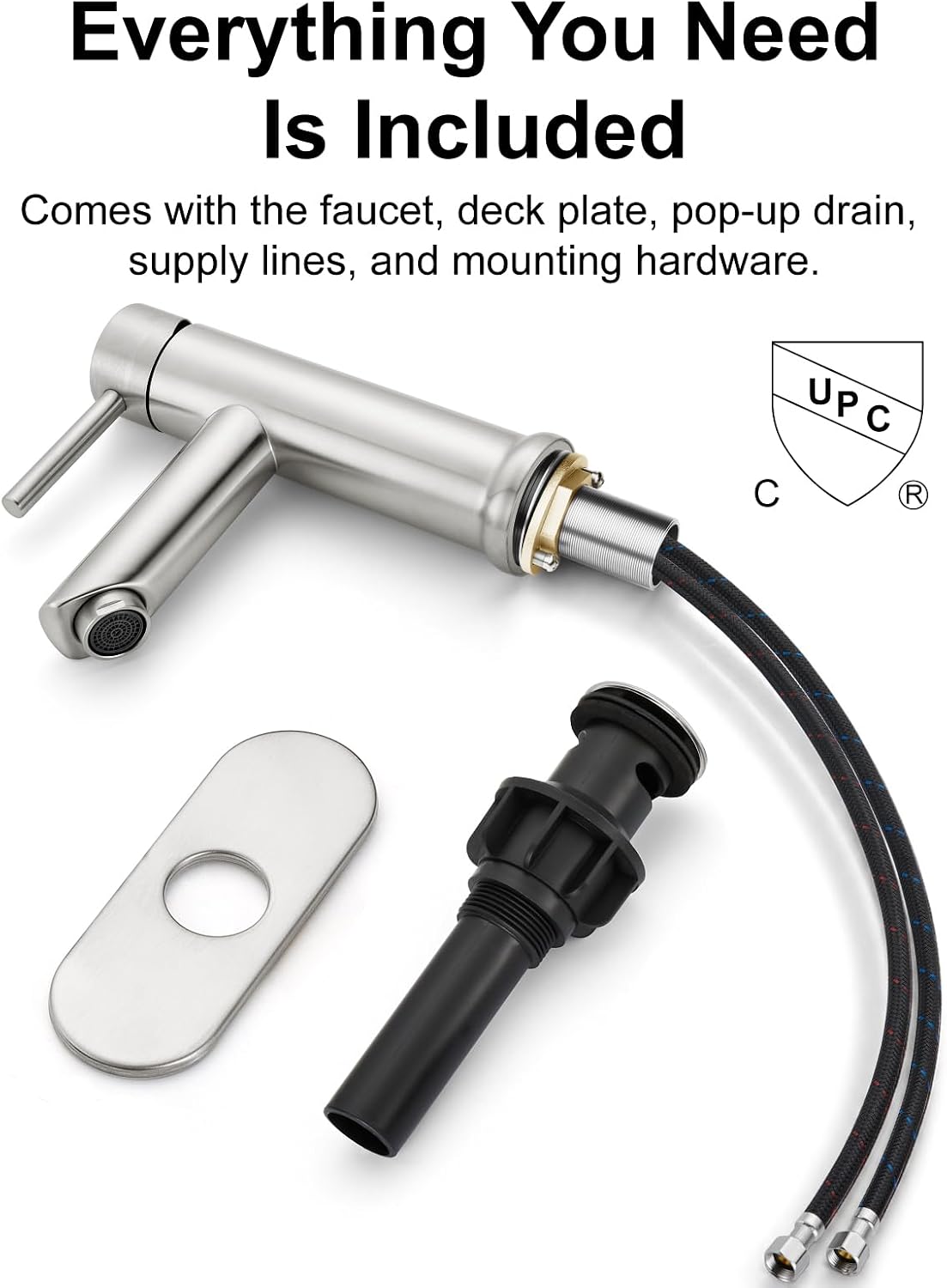 Brushed Nickel Bathroom Faucet 1 Hole,Single Handle,Hot and Cold