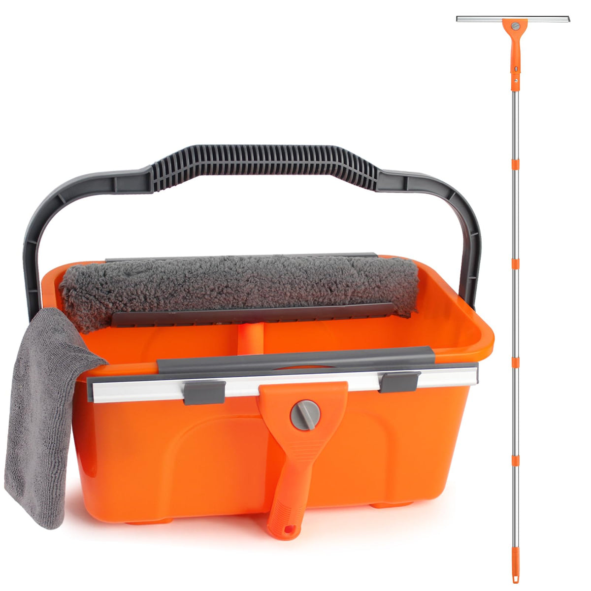 Window Cleaning Kit with 3 Gallon Bucket, 76" Long Squeegee