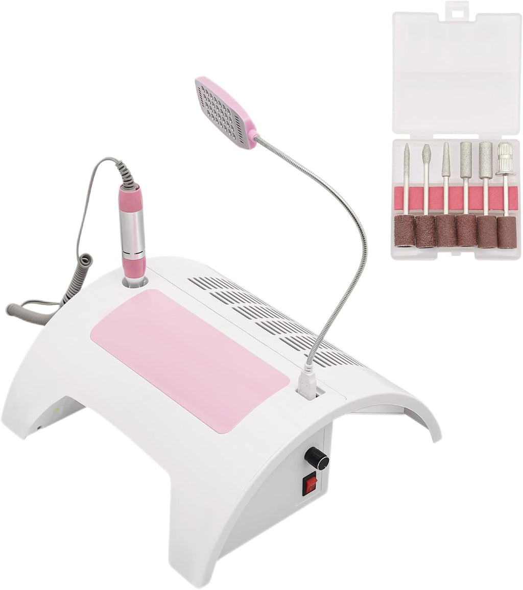 5-in-1 Nail Dust Collector, 60W UV LED Lamp Pink White Salon Home | 5-In-1 Multifunctional Nail Machine Combines Dust