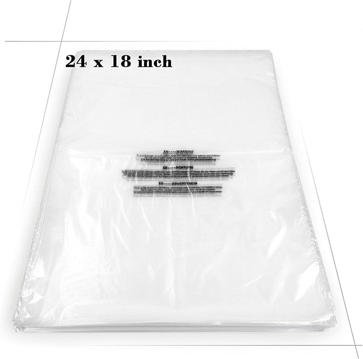 Clear Poly Bags, Self Sealing Cellophane Bag, 18x24 in, 100 Count