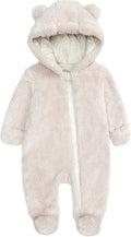 Newborn Winter Romper Fleece Hooded Jumpsuit Snowsuit Warm Outfits Zipper Outwear for Infant