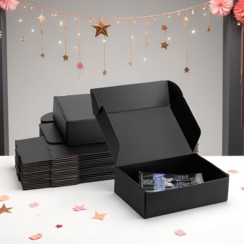 10x7x3 inch Black Shipping Boxes for Small Business- Set of 25