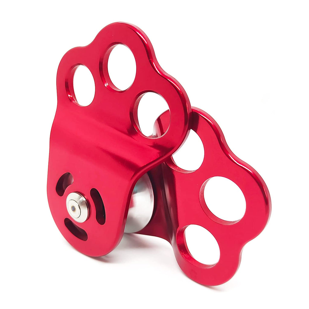 30KN Climbing Single Pulley Climbing Three Hole Hitch Pulley Climbing Bearing Pulley, Hauling Pulley for Rock
