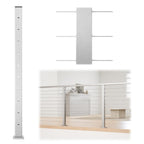 36" Brushed Cable Railing Post Surface Mount Level Drilled PS02 LH4S