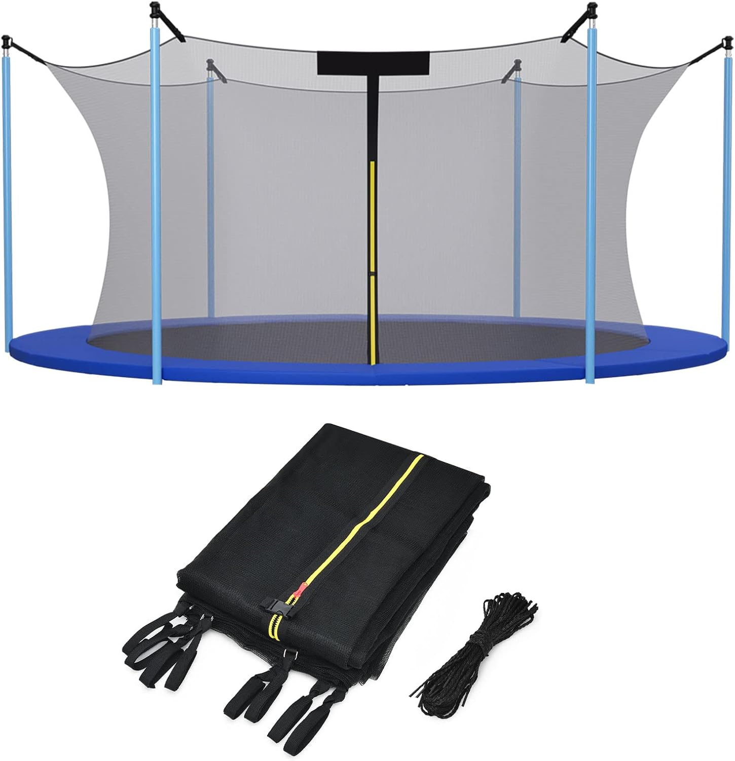 Trampoline Net, Trampoline Enclosure for 8 10 12 14 15 16Ft Round Trampoline with Double-Headed Zippers & Buckles
