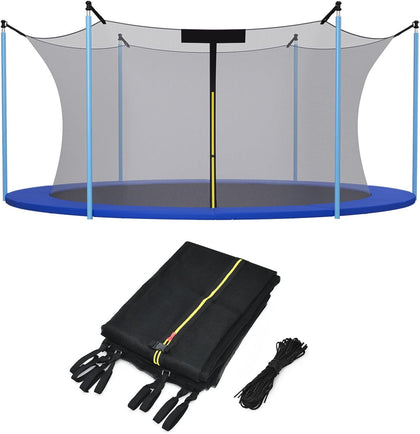 Trampoline Net, Trampoline Enclosure for 8 10 12 14 15 16Ft Round Trampoline with Double-Headed Zippers & Buckles