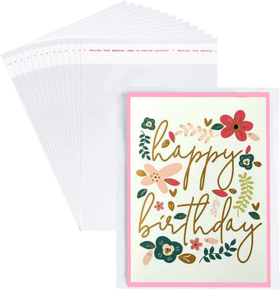 300Pcs 4-5/8 X 5-3/4 Inch Resealable Cello Cellophane Bags, Clear Plastic Sleeves-Fit A2 Card w/Envelope Photos