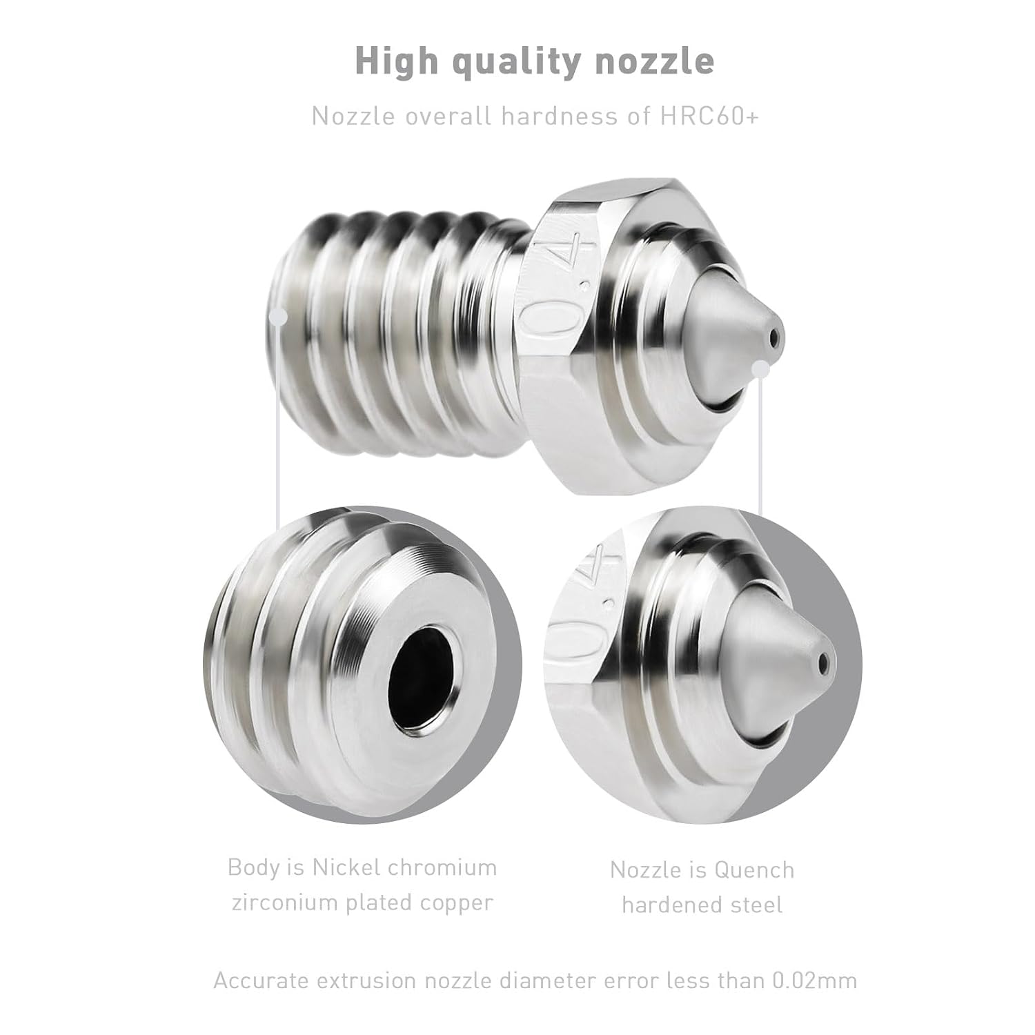 1PC Upgrade V6 Bimetal Nozzle 0.4mm Hardened Steel Plated Copper Compatible with 1.75mm Voron 2.4 V6 Hotend Prusa I3