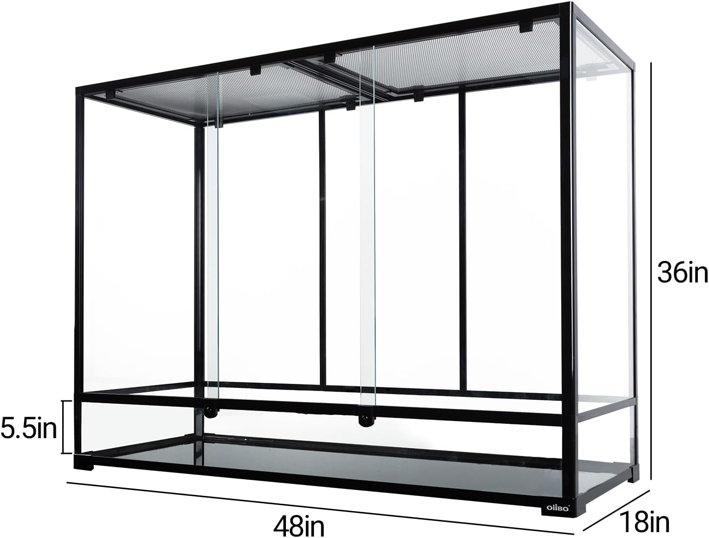 135 Gallon Reptile Terrarium, 48" x 18" x 36" Full Tempered Glass Vertical Reptile Tank,Front Sliding Door with Top