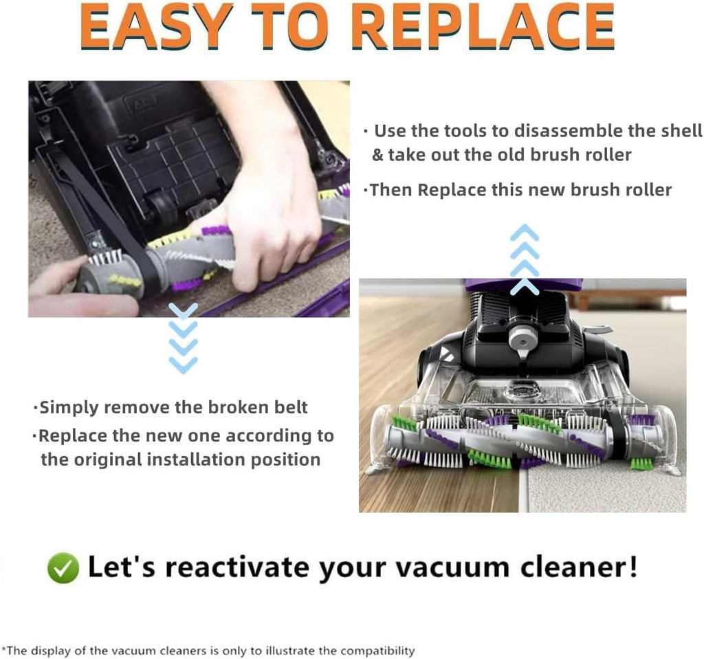 JEDELEOS Brush Roller Replacement for Bissell 2252 2253 2254 2255 2256 2258 2259 2260 1830 1831 2487 2488 2489 Powerlifter and CleanView Swivel Rewind Pet Vacuum Cleaner Replace Parts 1611230 1604545